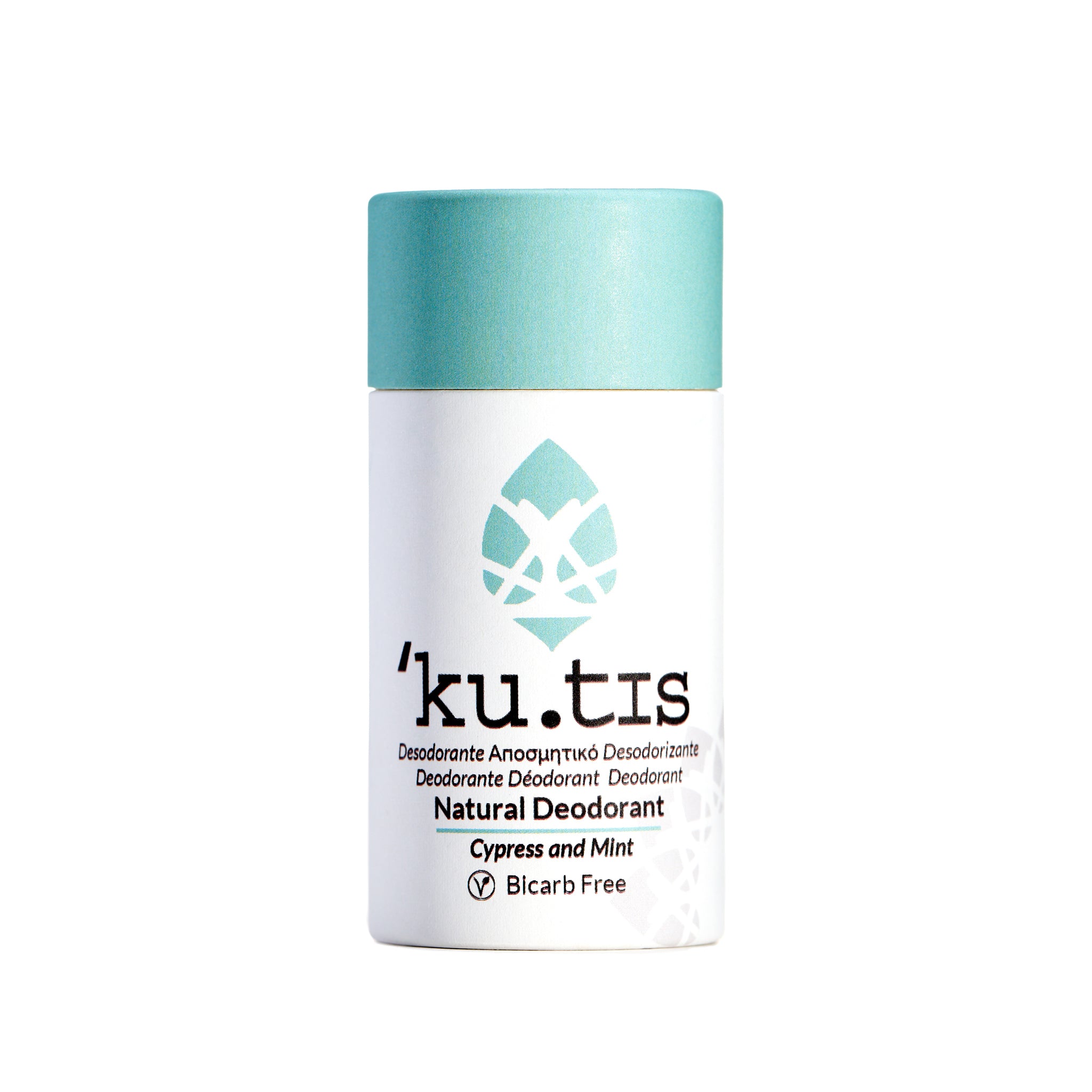 Natural deodorant stick  in white cardboard tube