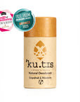 Kutis natural deodorant with awards on a white background