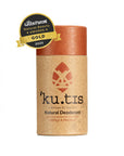 Kutis natural deodorant with a gold award badge on a white background