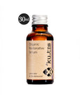 Natural organic restorative lavender and sandalwood face oil serum in a glass bottle with aluminium cap