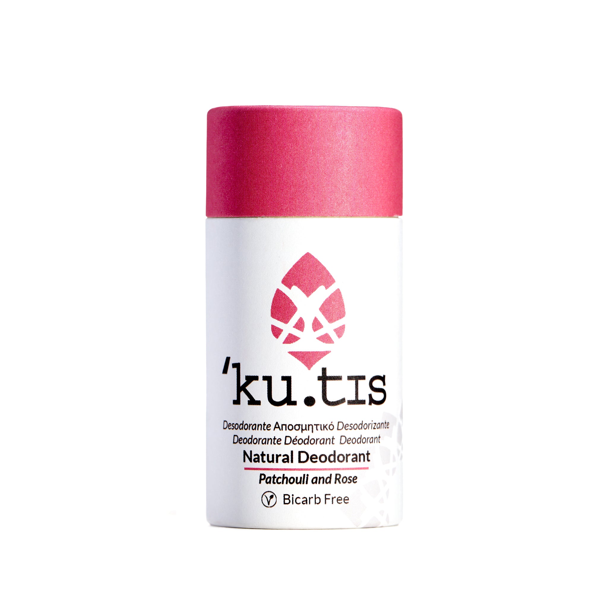 Natural deodorant stick  in white cardboard tube